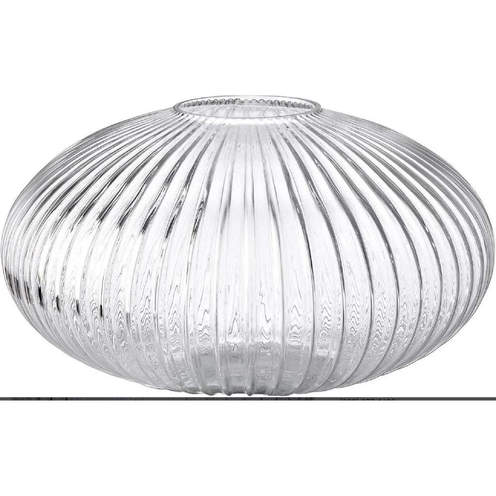 Clear Ribbed Glass Globe Replacement Shade Oval Lamp Cover 11.8